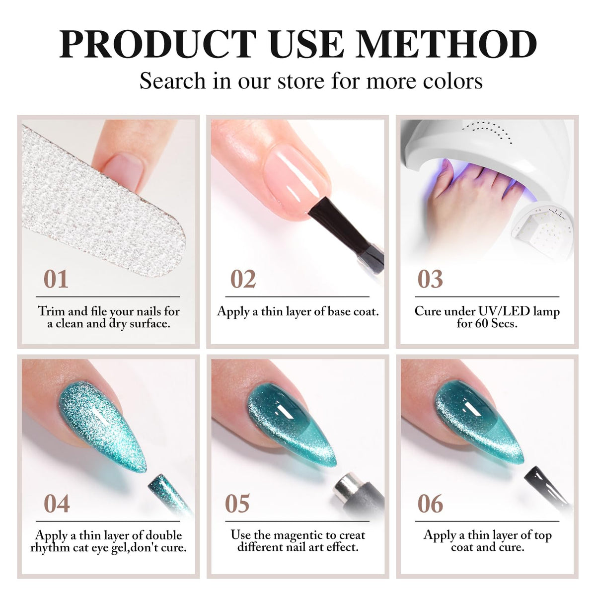 Ongles design créatif avec vernis gel Cat Eye Double Rhythm
