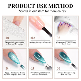 Ongles design créatif avec vernis gel Cat Eye Double Rhythm