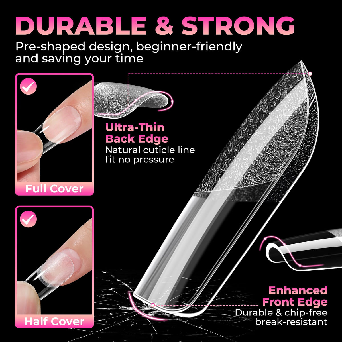 Ongles en gel carrés UNA GELLA avec texture semi-mate