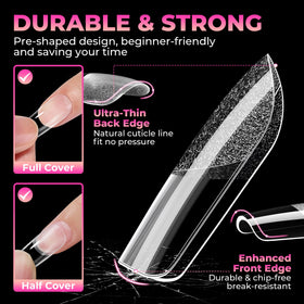 Ongles en gel carrés UNA GELLA avec texture semi-mate