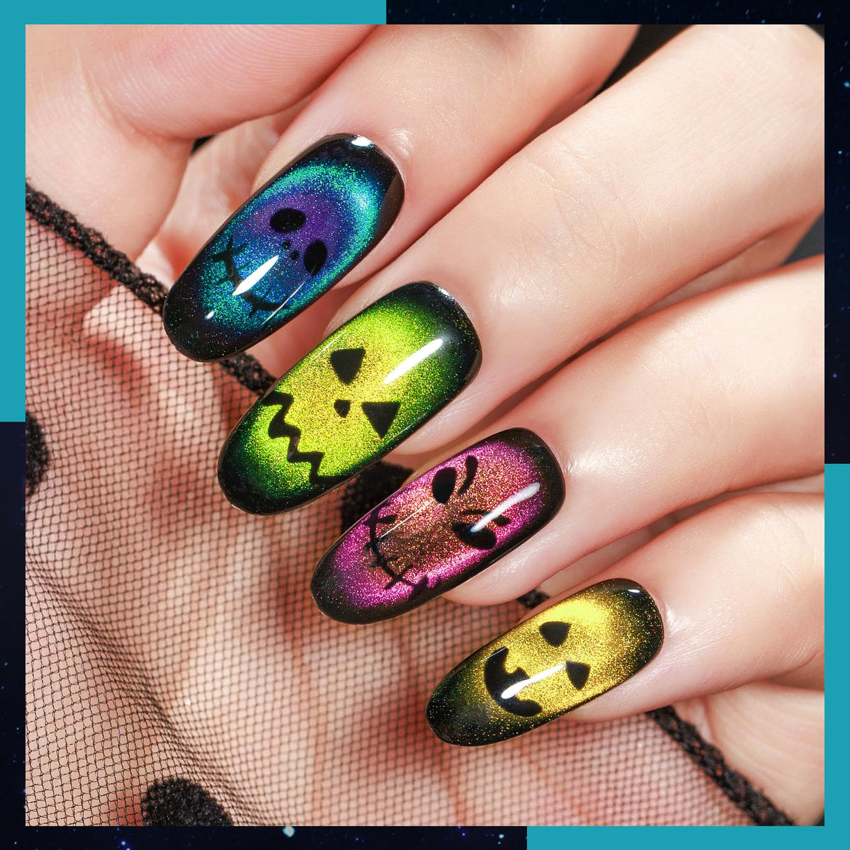 Ongles en gel MIZHSE avec effet galaxie sous lumière