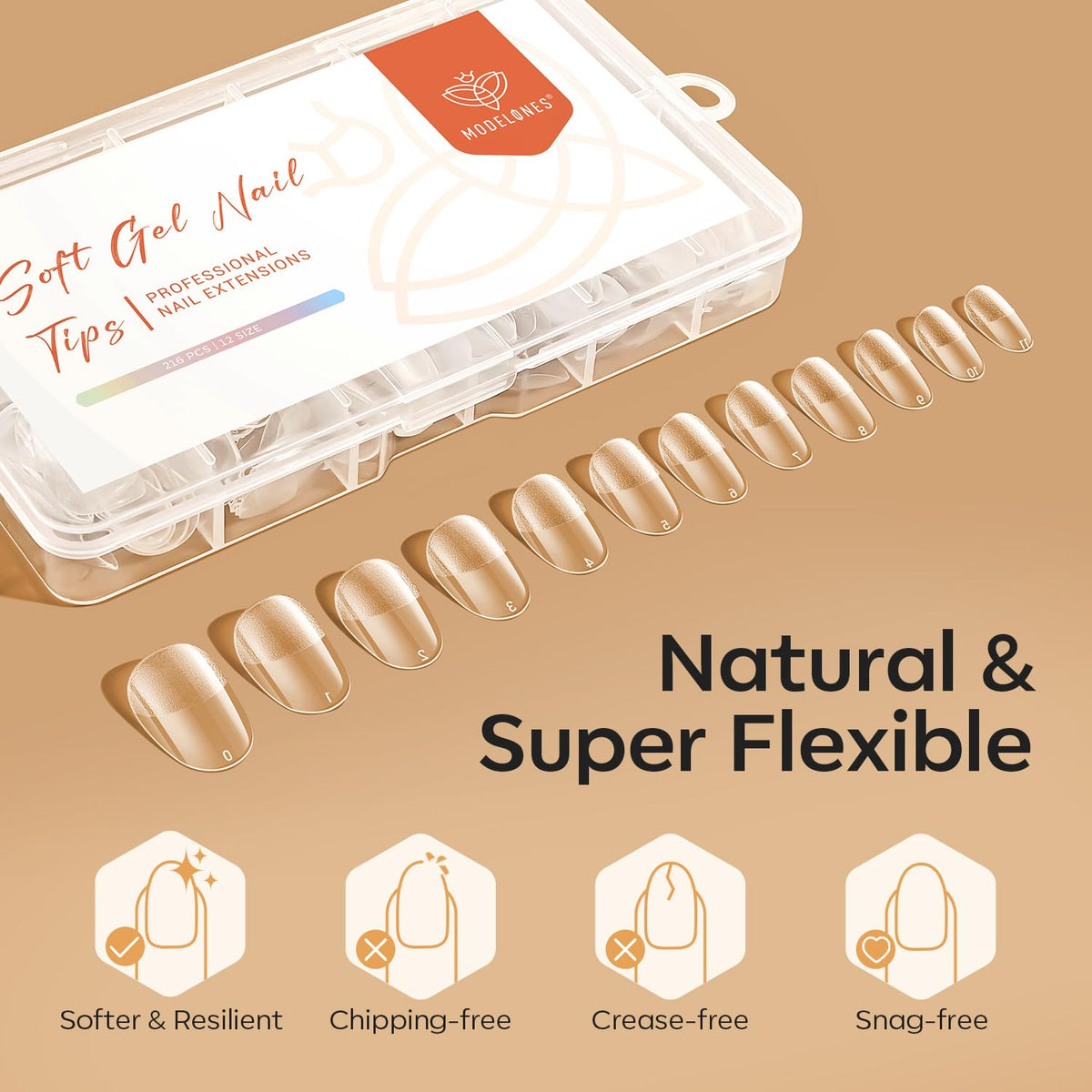 Ongles en gel réalisés avec les tips d'ongles ovales modelones