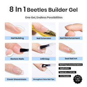 Ongles finis avec le gel de construction transparent beetles
