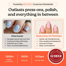 Ongles finis avec les strips en gel semi-curé heyhae