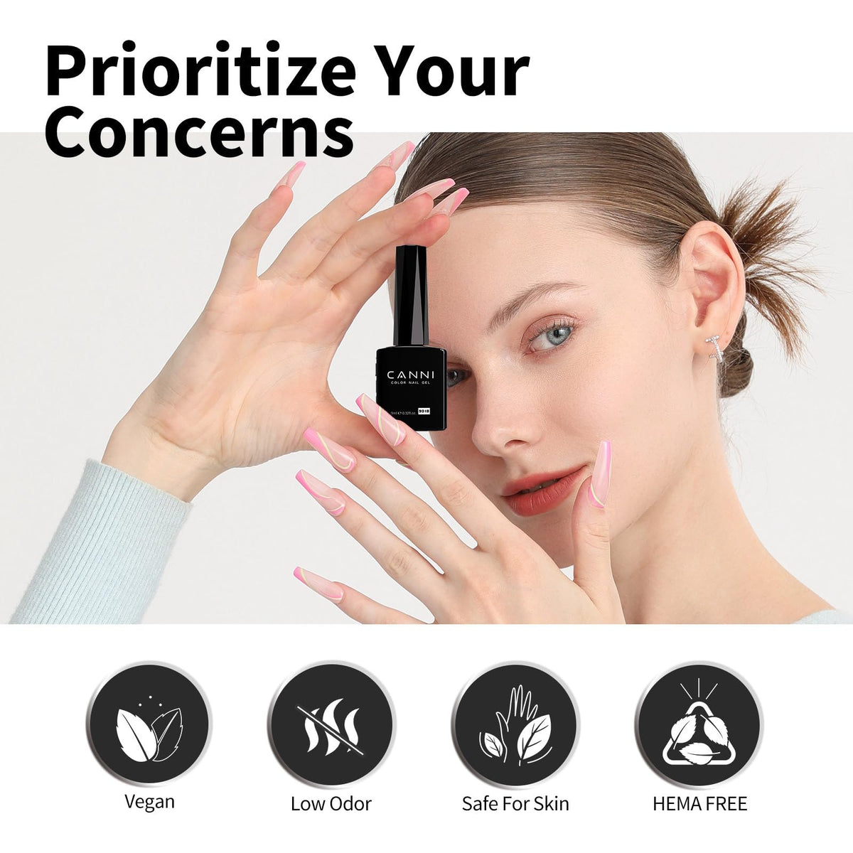 Ongles manucurés avec CANNI Vernis Gel Noir