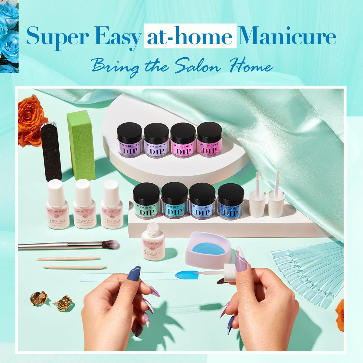Ongles manucurés avec le kit de poudre AZUREBEAUTY