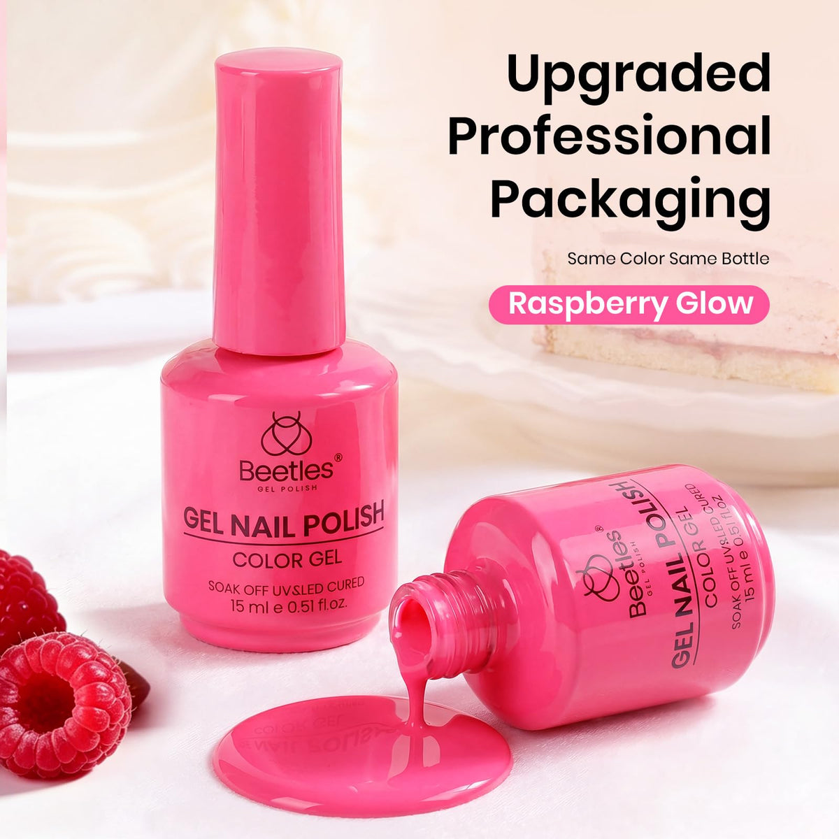 Ongles manucurés avec le vernis gel Raspberry Mousse
