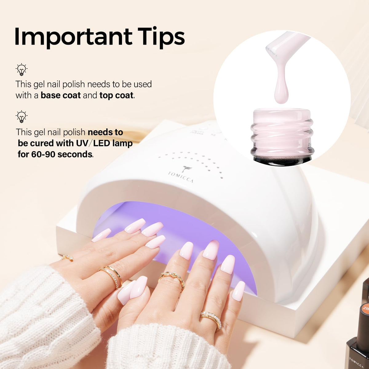 Ongles manucurés avec vernis à ongles gel TOMICCA rose