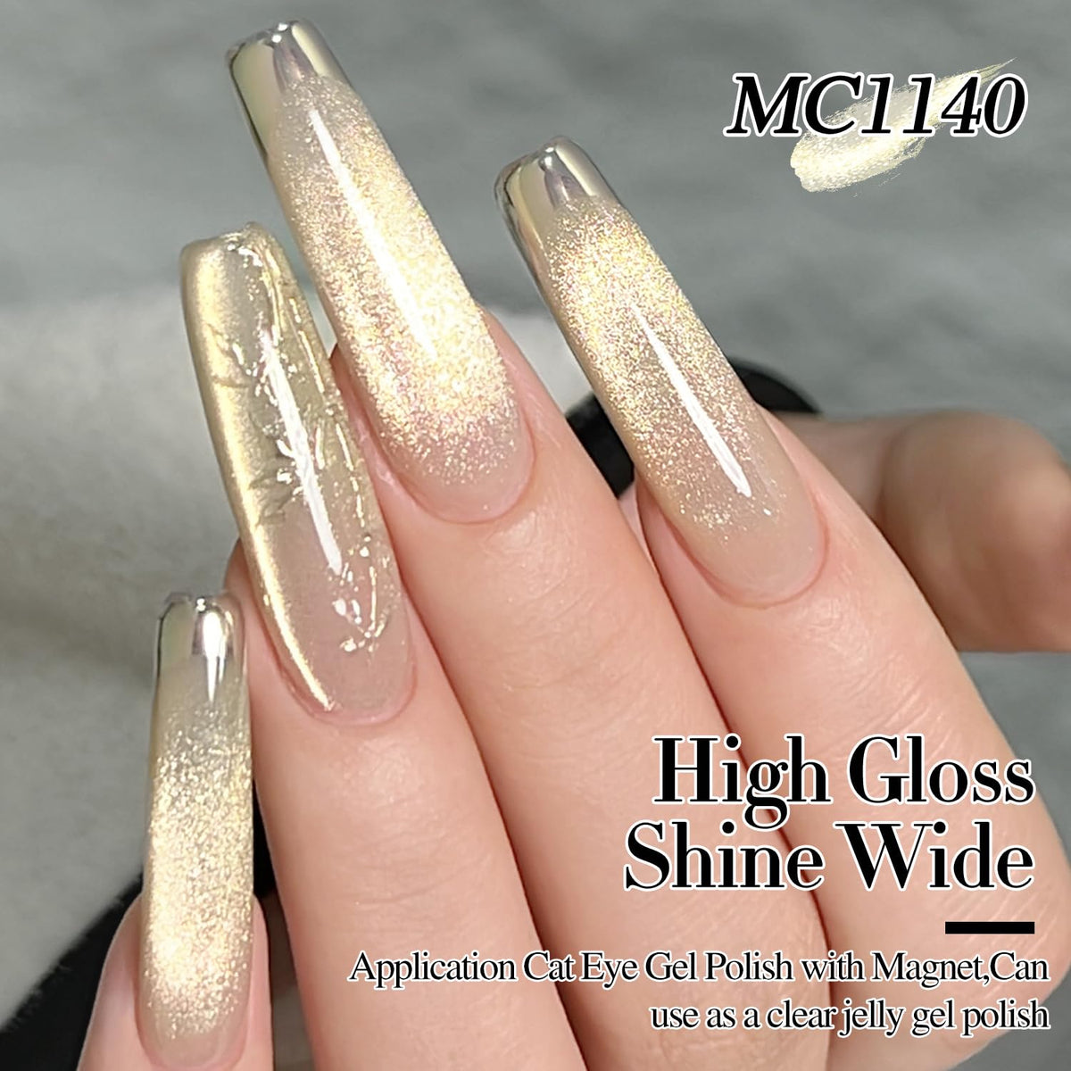 Ongles manucurés avec vernis gel Cat Eye Double Rhythm