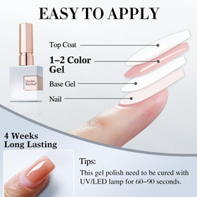 Ongles manucurés avec vernis gel Milky White Double Rhythm