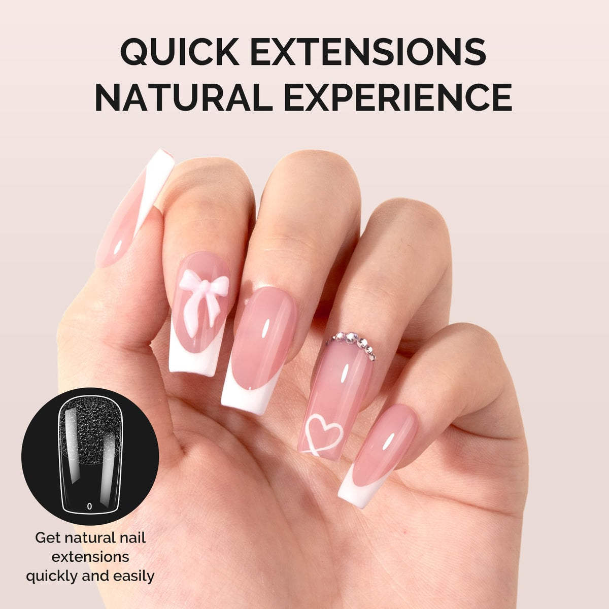 Ongles MelodySusie en taille variée sur un fond blanc