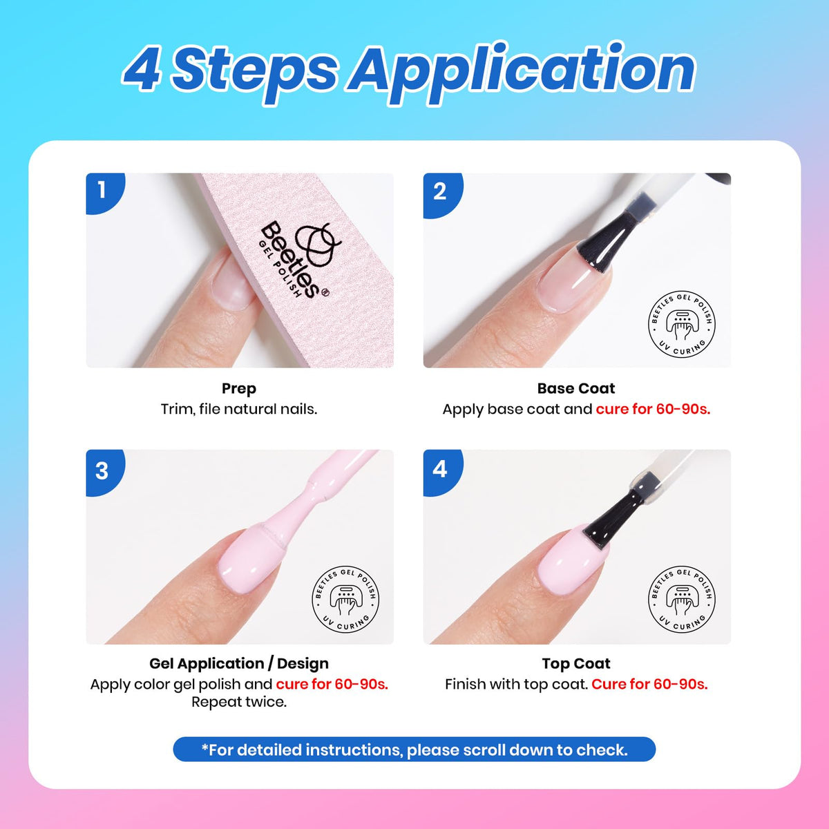 Ongles peints avec le vernis à ongles en gel beetles