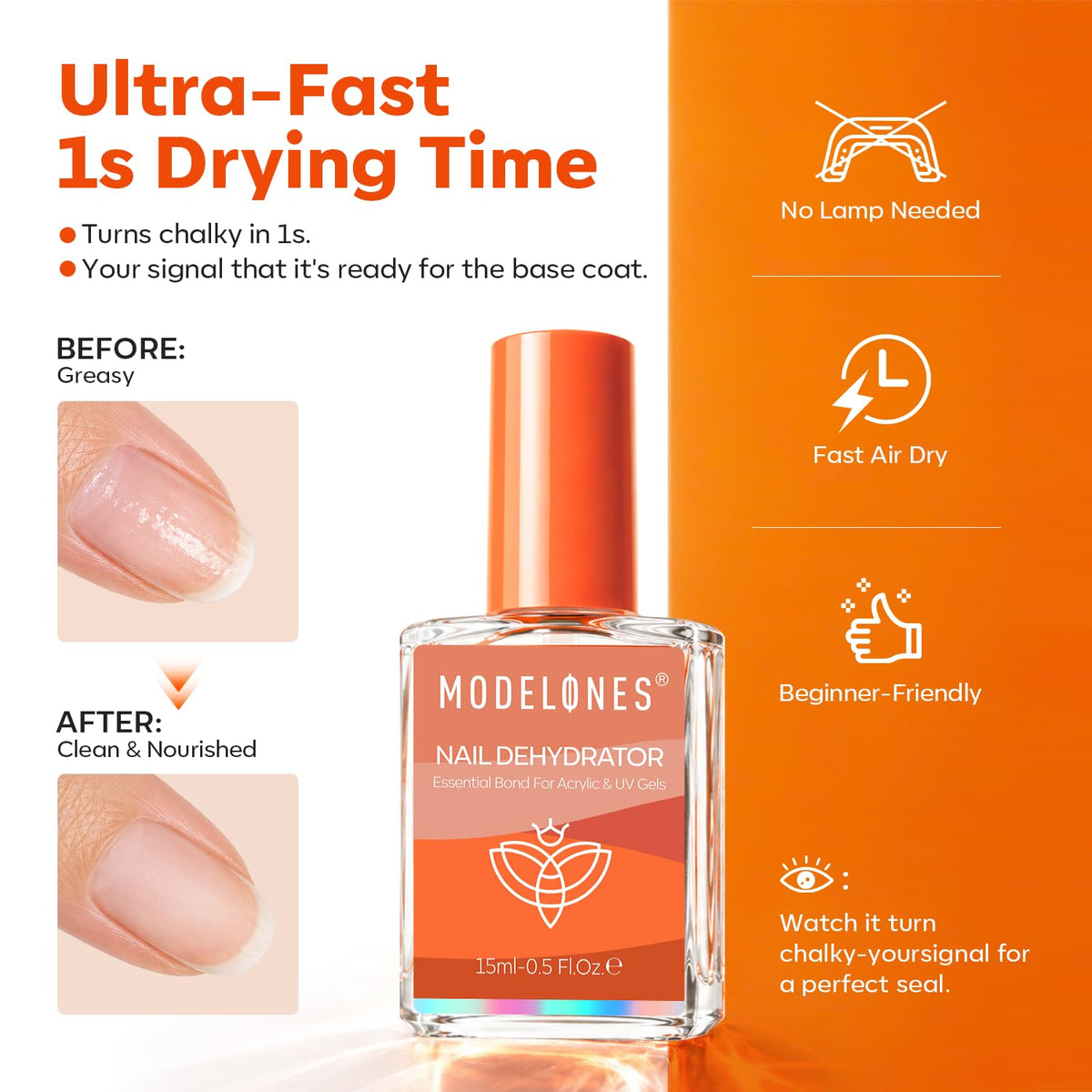 Ongles préparés avec le déshydratant modelones