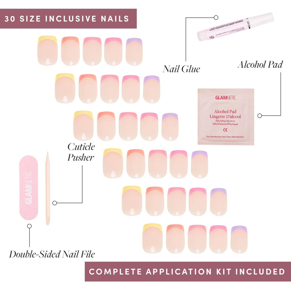 Ongles press-on Glamnetic avec bâtonnet pour cuticules