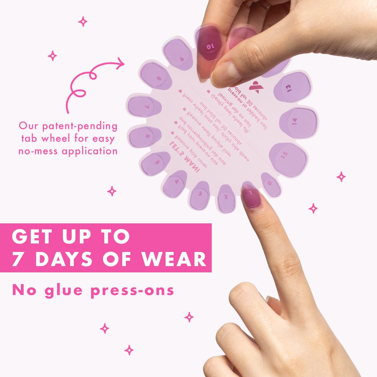 Ongles press-on Olive & June Pink Star Party en situation