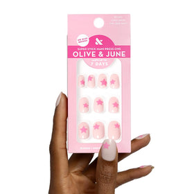 Ongles Press-On Olive & June Pink Star Party, vue de face