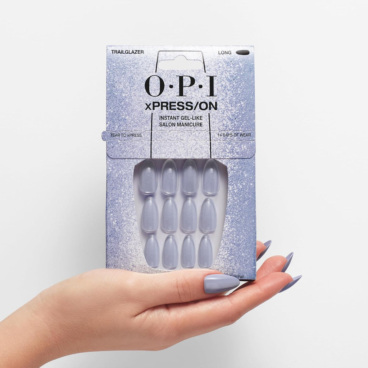 Ongles press-on OPI xPRESS/ON Trailglazer dans leur emballage