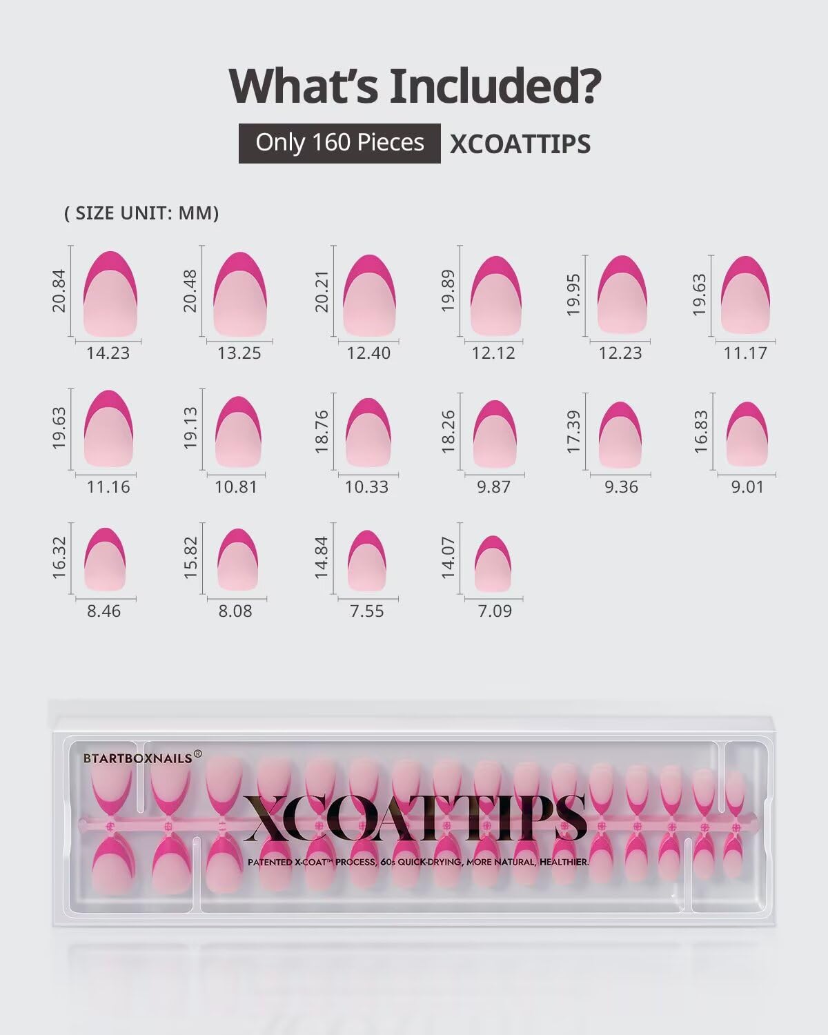 Ongles Press-On Pink French Tip BTARTBOXNAILS en différentes tailles