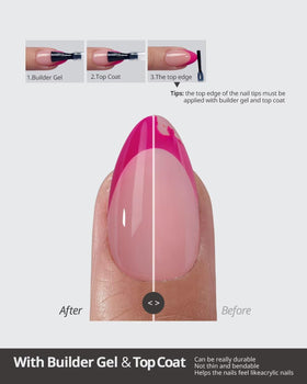 Ongles Press-On Pink French Tip BTARTBOXNAILS sur table