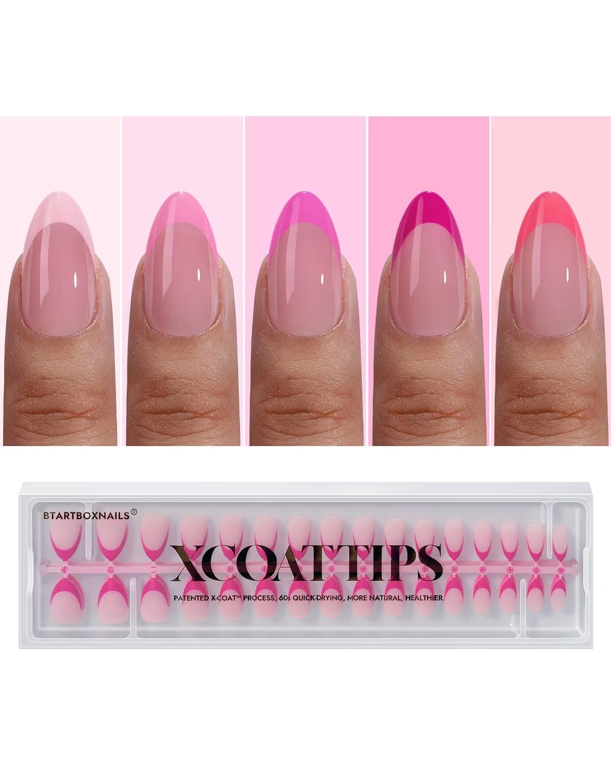 Ongles Press-On Pink French Tip BTARTBOXNAILS vue de face