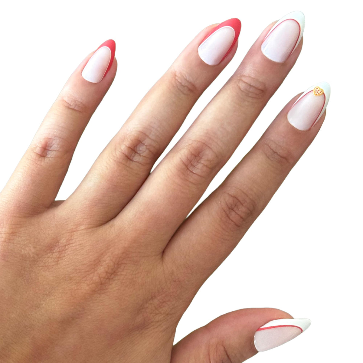 Ongles press-ons Olive & June I Heart Pizza, vue de face