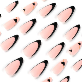 Ongles pressés amande noir CTTHNBD avec accessoires inclus, vue de dessus