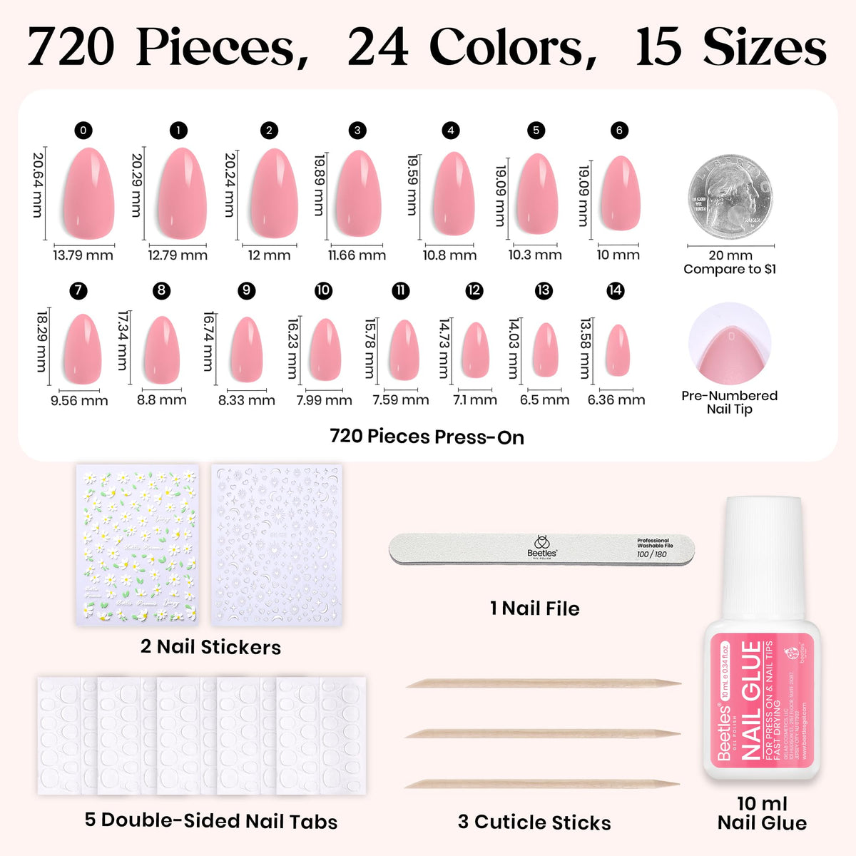 Ongles pressés avec paillettes et stickers de style