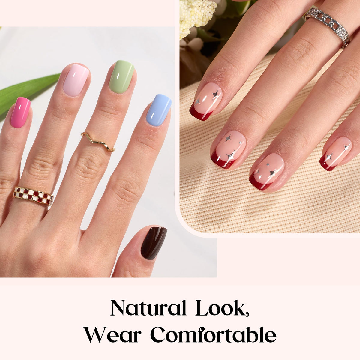 Ongles pressés avec pointes françaises rouges