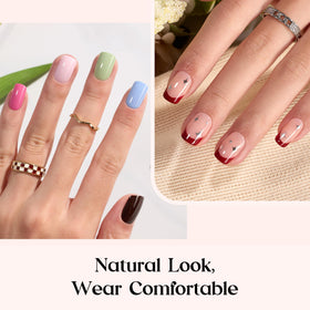 Ongles pressés avec pointes françaises rouges