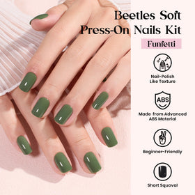 Ongles pressés courts en couleurs unies et paillettes