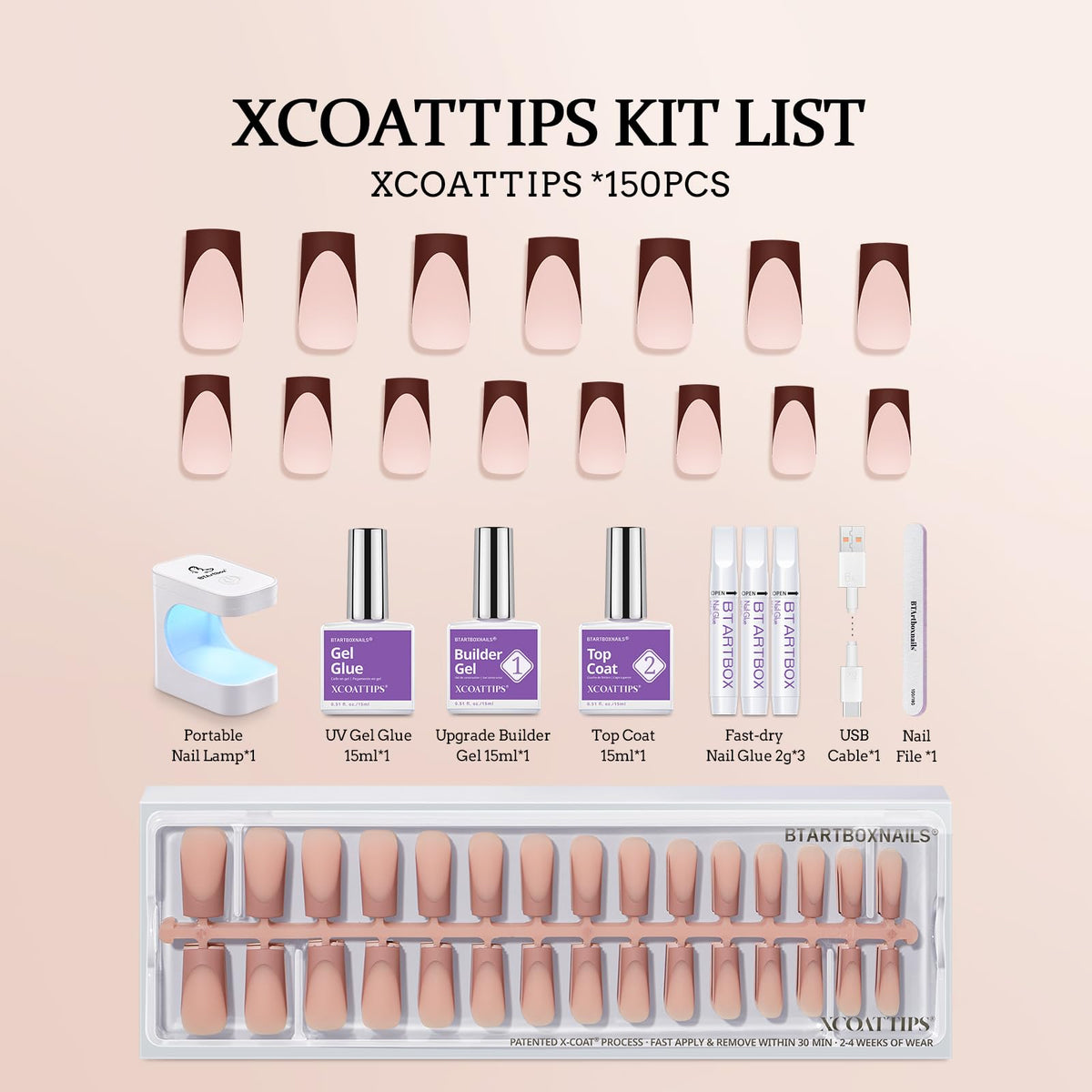 Ongles prétraités prêts à appliquer du kit BTARTBOXNAILS