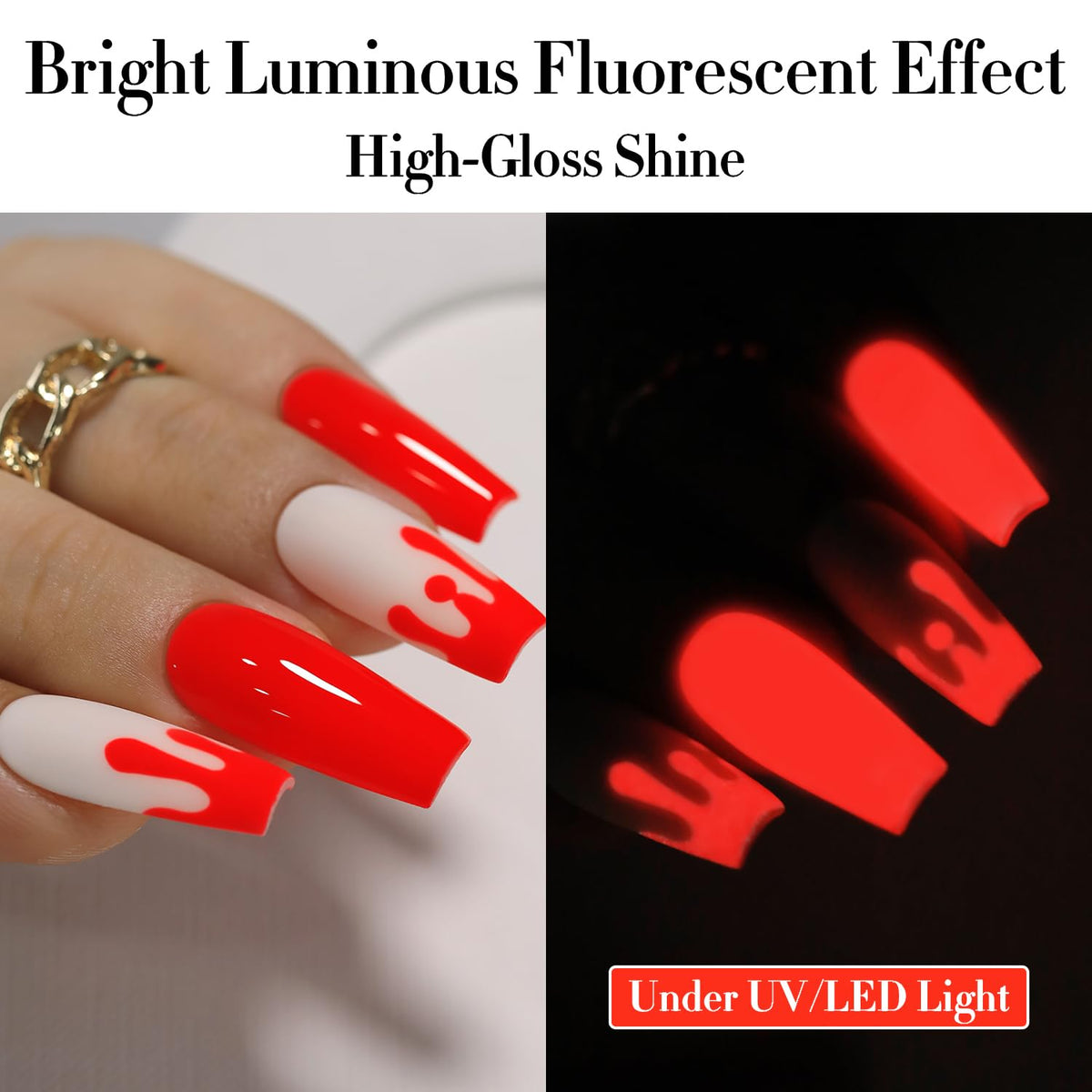 Ongles vernis avec Double Rhythm en couleur neon rouge