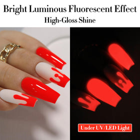 Ongles vernis avec Double Rhythm en couleur neon rouge