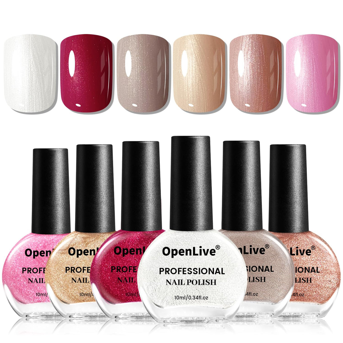 OpenLive Set de Vernis à Ongles 10ml 6 Couleurs - vue de face