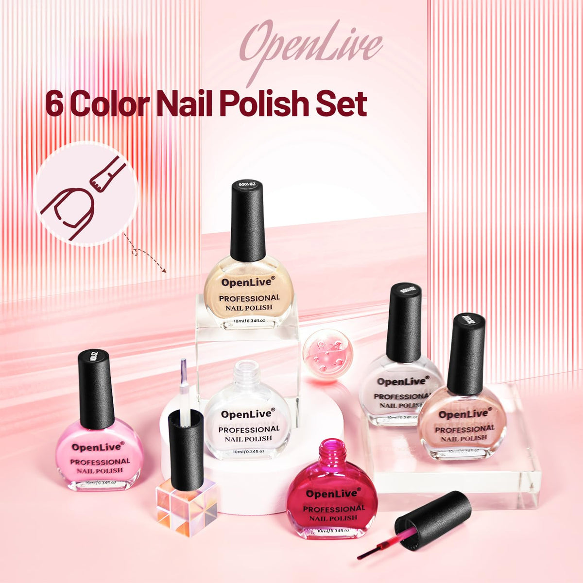 OpenLive Vernis à Ongles 10ml couleur bleu - bouteille