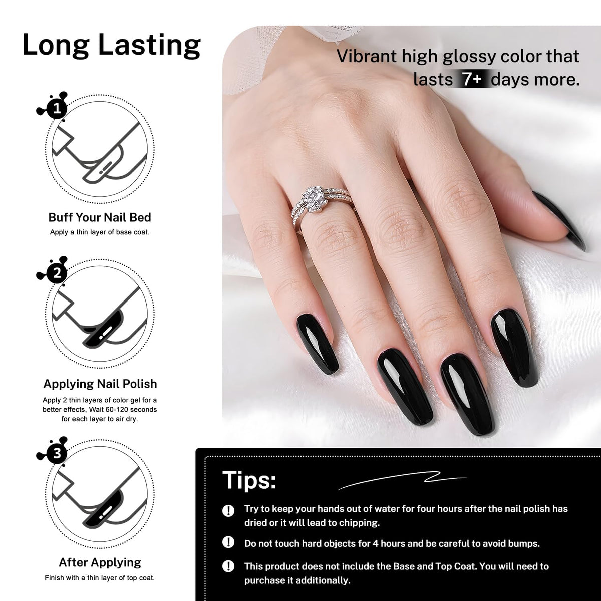 OpenLive vernis à ongles noir 16,5ml avec des accessoires de nail art
