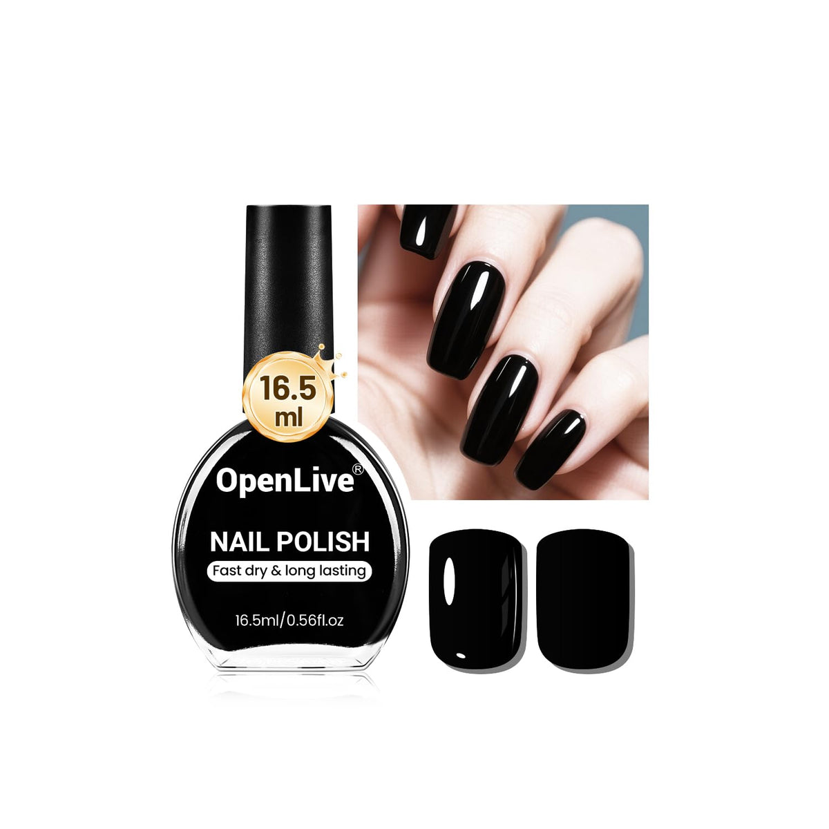 OpenLive vernis à ongles noir 16,5ml vue avant