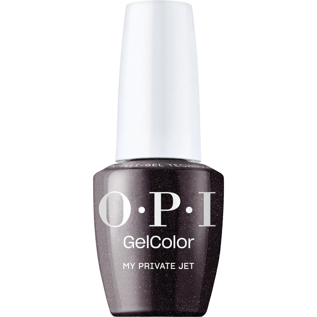 OPI GelColor My Private Jet vernis à ongles noir pailleté 15 ml vue de face