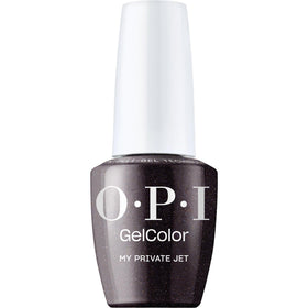OPI GelColor My Private Jet vernis à ongles noir pailleté 15 ml vue de face