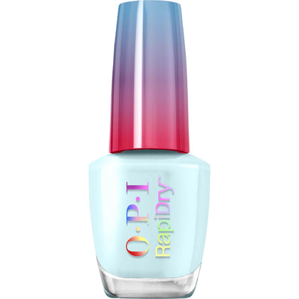 OPI RapiDry Baby Blue Me Away vernis à ongles bleu clair, vue de face.