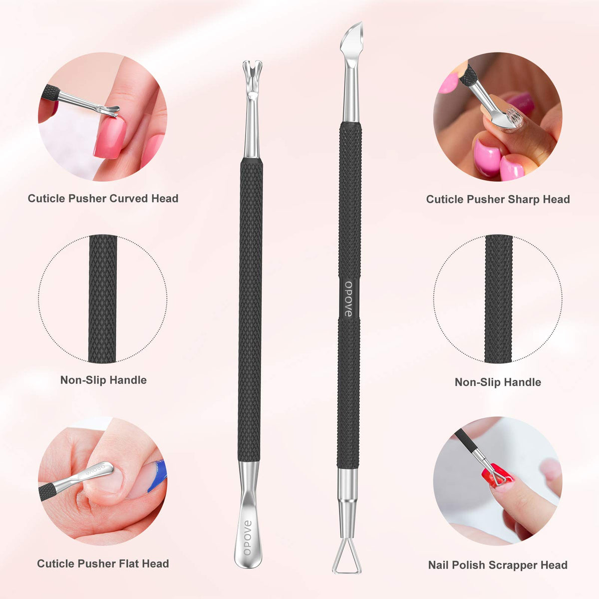 opove Outil de Manucure, extrémité pointue pour les coins des ongles