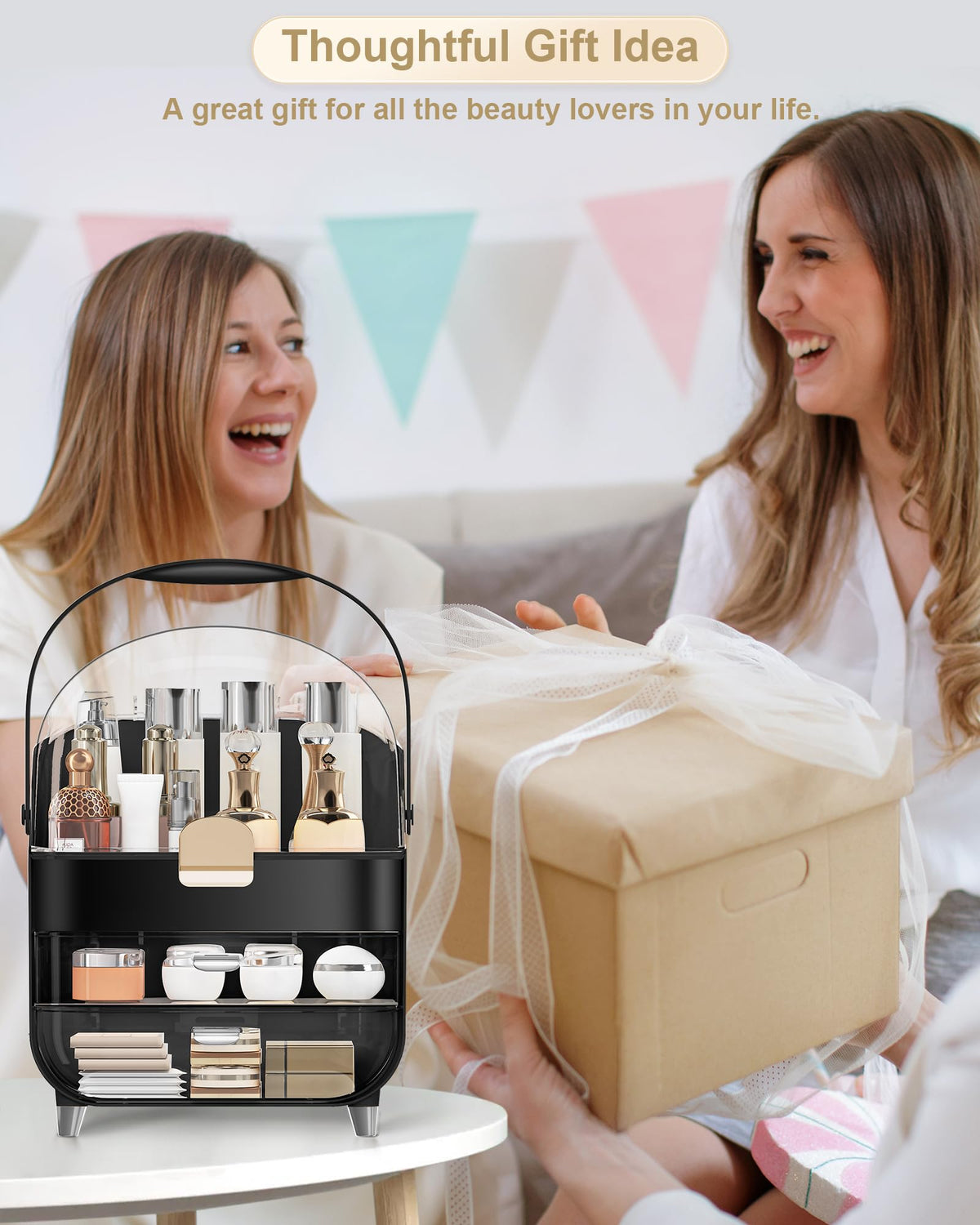 Organisateur Anylady avec différents produits de beauté