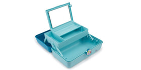 Organisateur Caboodles ouvert avec miroir et compartiments