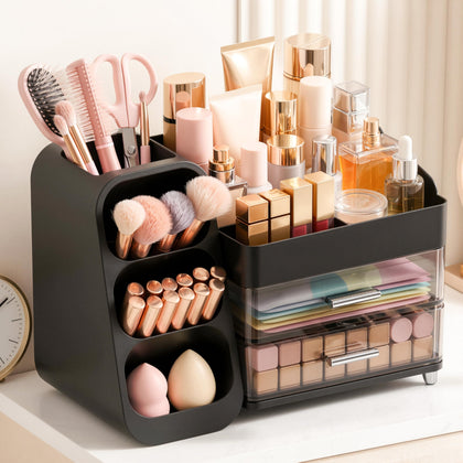 Organisateur de maquillage Asdbko noir vue de face
