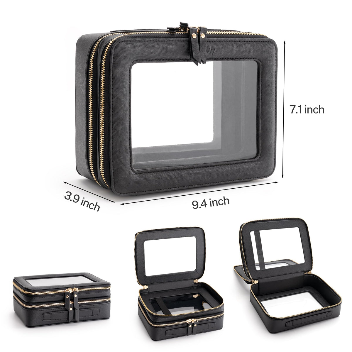 Organisateur de maquillage Aveniee XL ouvert, montrant les deux compartiments