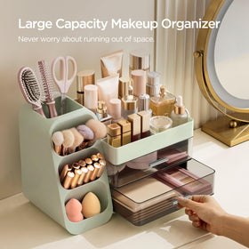 Organisateur de maquillage HBlife sur un plan de travail de salle de bain