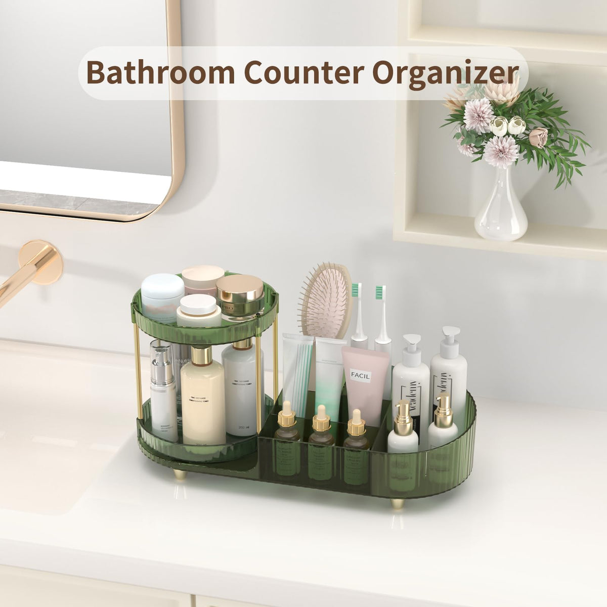 Organisateur de maquillage Jywantful avec accessoires de beauté