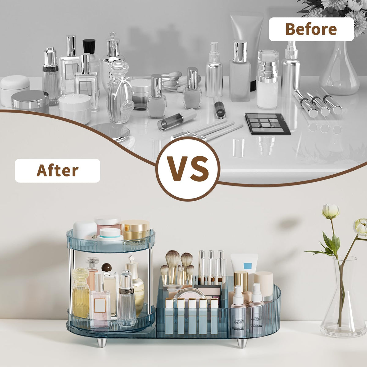 Organisateur de maquillage Jywantful avec accessoires de beauté
