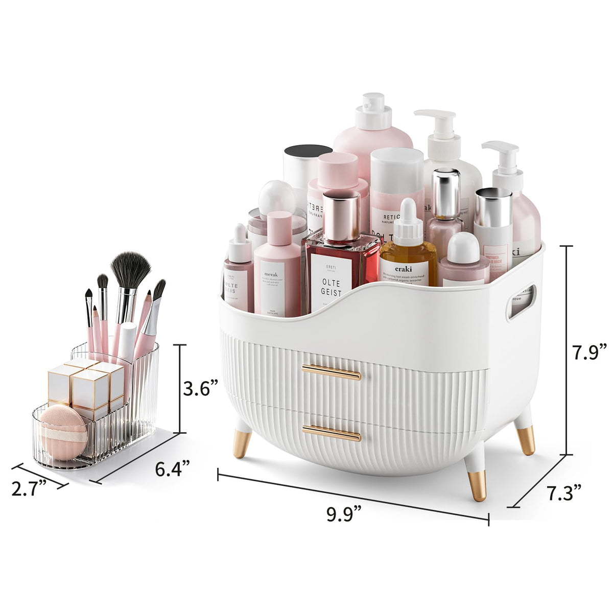Organisateur de maquillage Pajiriona sur un plan de travail