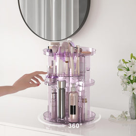 Organisateur de maquillage rotatif Jiavarry en couleur transparente et violette